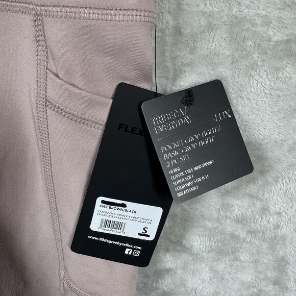 90 Degree By Reflex NEW Crop Tight Leggings Women S Oak Brown Pockets - Picture 8 of 9